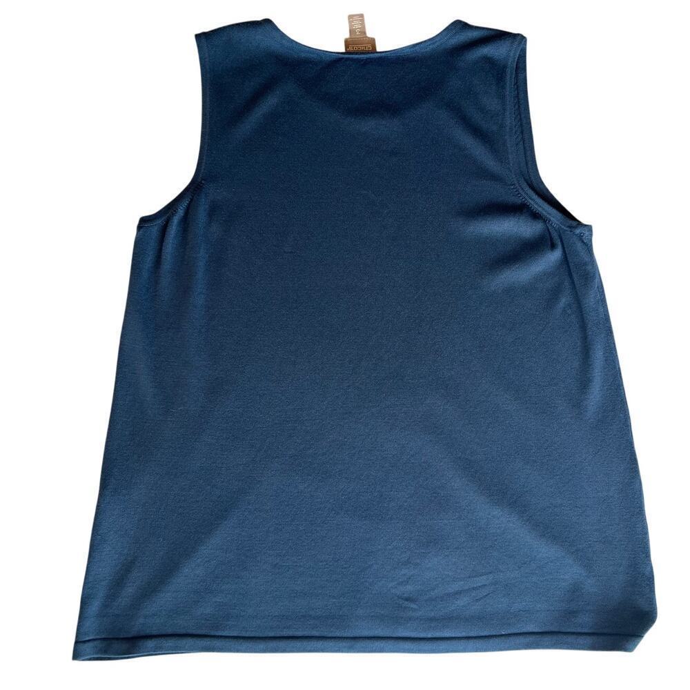 Chico's Knit Tank with Neck Detail, Size 3, XL, Blue, Round Neck, Office, Soft - Picture 5 of 8